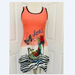 Peach Sleeveless Asymmetrical Tunic Top